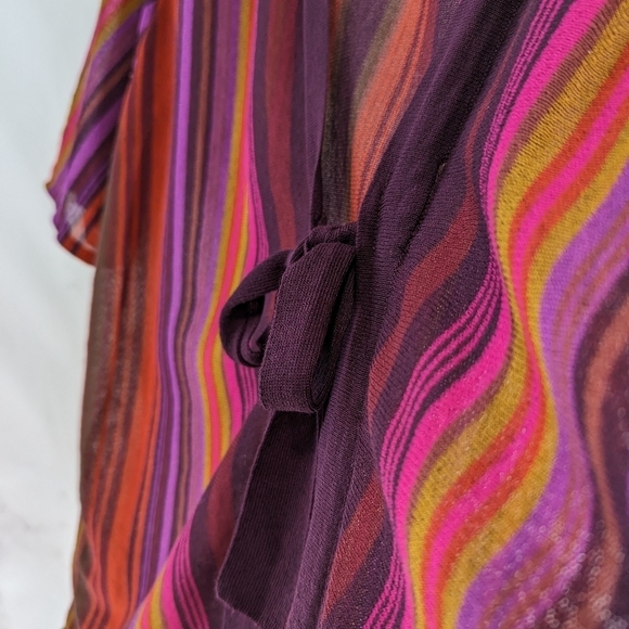 Soft Surroundings Top Women 2X Pink Striped Wrap Tie Cardigan Bella Donna - Picture 10 of 12